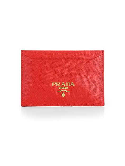 prada credit card holder red